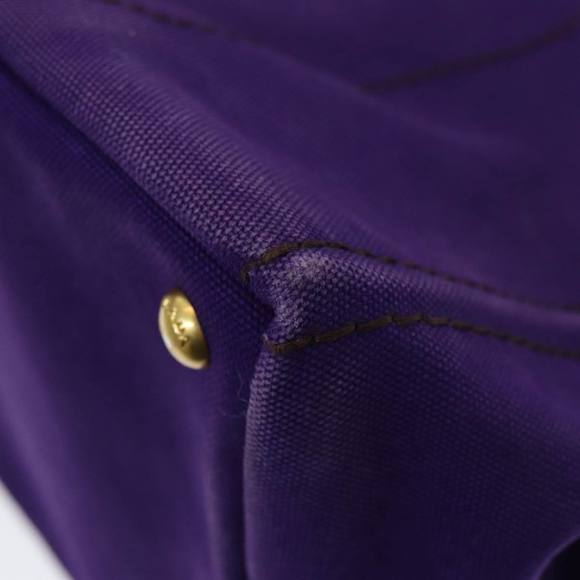 PRADA Canapa MM Hand Bag Canvas Purple Gold Auth yk14234 - Picture 13 of 16